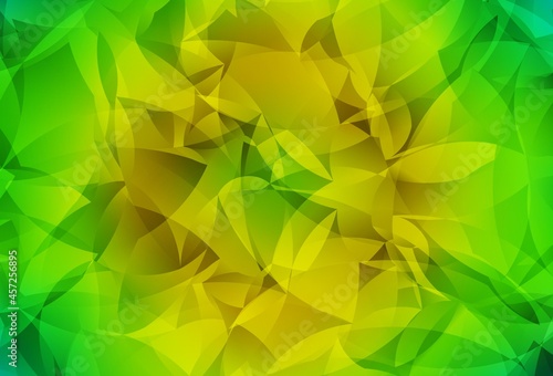 Light Green, Yellow vector polygon abstract backdrop.