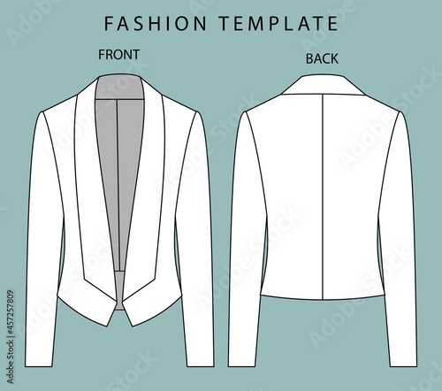 blazer front and back view. office wear outfit. fashion flat sketch template