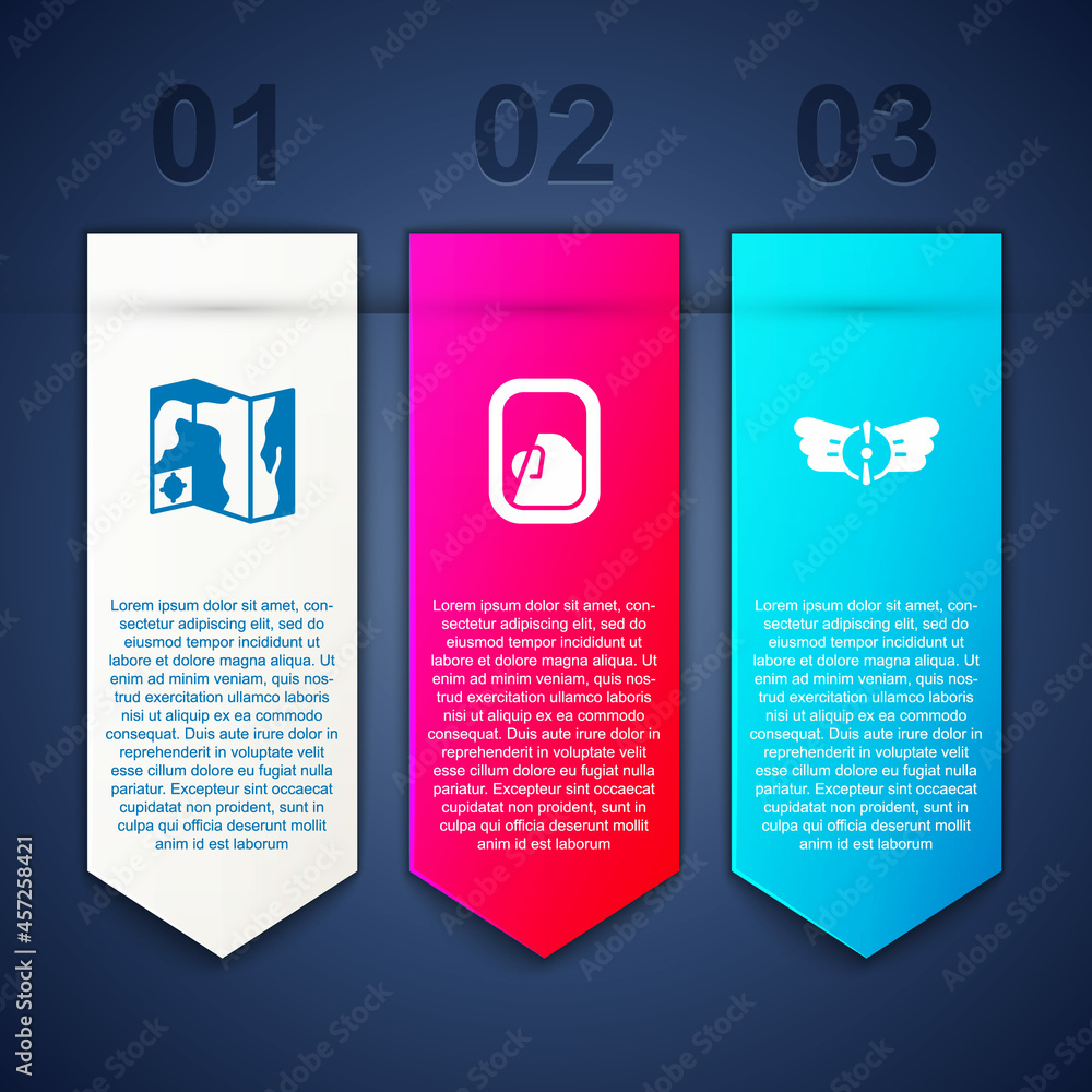 Set World travel map, Airplane window and Aviation emblem. Business infographic template. Vector Set World travel map, Airplane window and Aviation emblem. Business infographic template. Vector