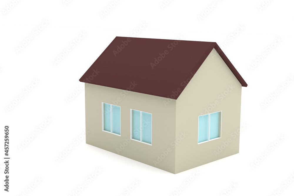 small house with red roof 3d rendering isolate small house with red roof 3d rendering isolate
