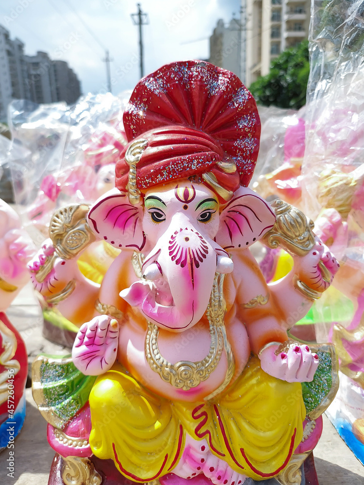 Φωτογραφία Eco Friendly Statue Of Indian Lord God Ganesha Bapa Also Called Bhagwan Ganpati Bappa Morya Deva Shubh Labh