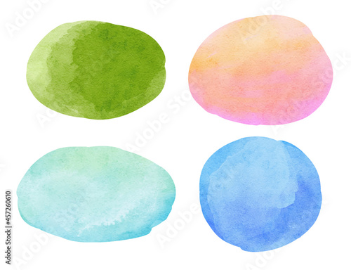 Abstract watercolor background. Circle and oval watercolor texture on white background.