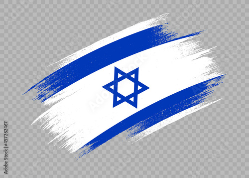 Israel  flag with brush paint textured isolated  on png or transparent background,Symbol of Israel,template for banner,promote, design,vector,top gold medal winner sport country photo