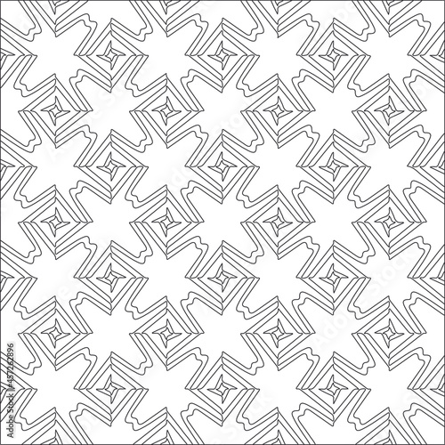 Seamless vector pattern in geometric ornamental style. Black pattern.