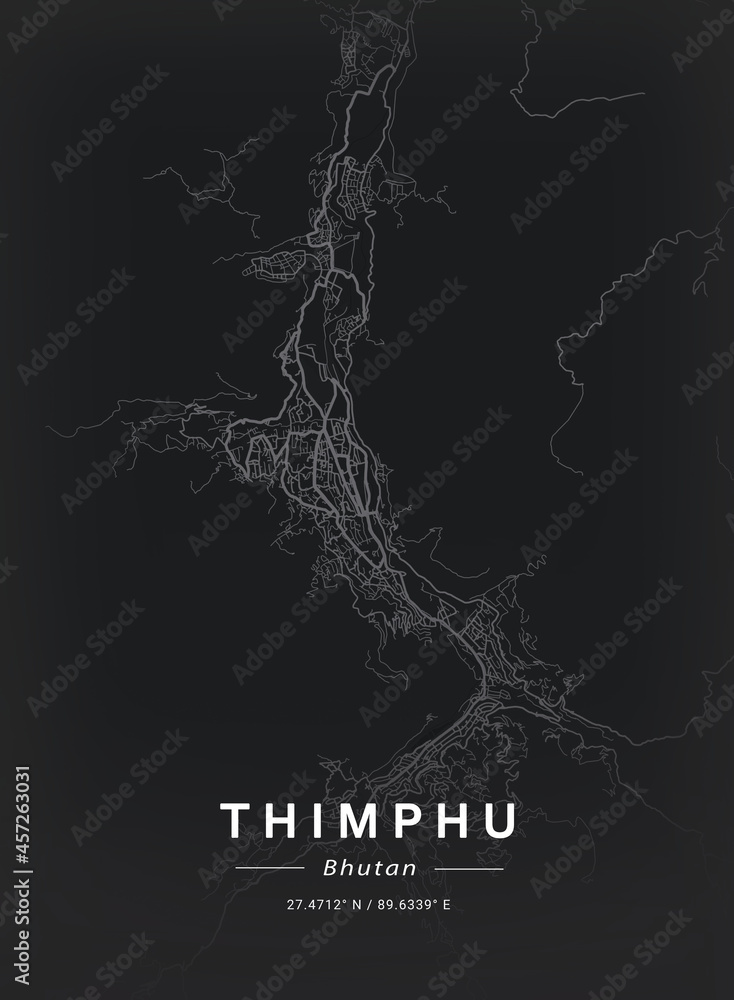 Map of Thimphu, Bhutan