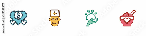 Free Download Set Donation and charity, Male doctor, Animal volunteer and food icon. Vector - GFXLoad