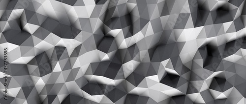 Fototapeta Naklejka Na Ścianę i Meble -  Close up detail of abstract modern metallic triangular wall pattern. Silver triangle geometric art wallpaper.