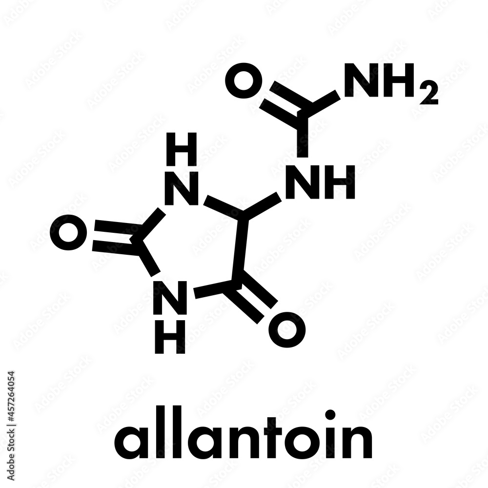 Allantoin molecule. Often used in cosmetics. Skeletal formula.
