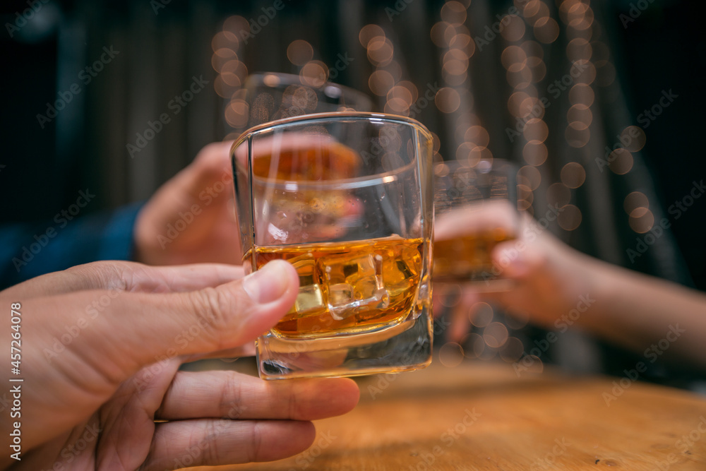 Celebrate whiskey on a friendly party in  restaurant