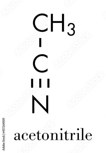 Acetonitrile chemical solvent molecule. Skeletal formula.