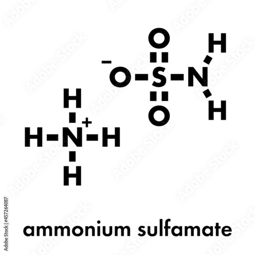 Ammonium sulfamate herbicide (weed killer) molecule. Skeletal formula.