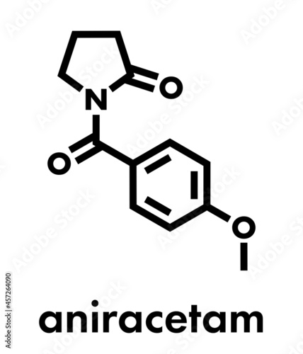 Aniracetam nootropic drug molecule. Skeletal formula.