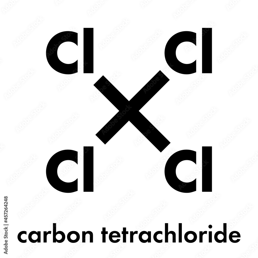 Obraz premium Carbon tetrachloride (tetrachloromethane) solvent molecule. Skeletal formula.