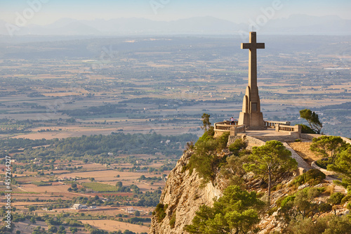 Viewpoint in Mallorca. Cruz del Picot. San Salvador santuari. Landmark