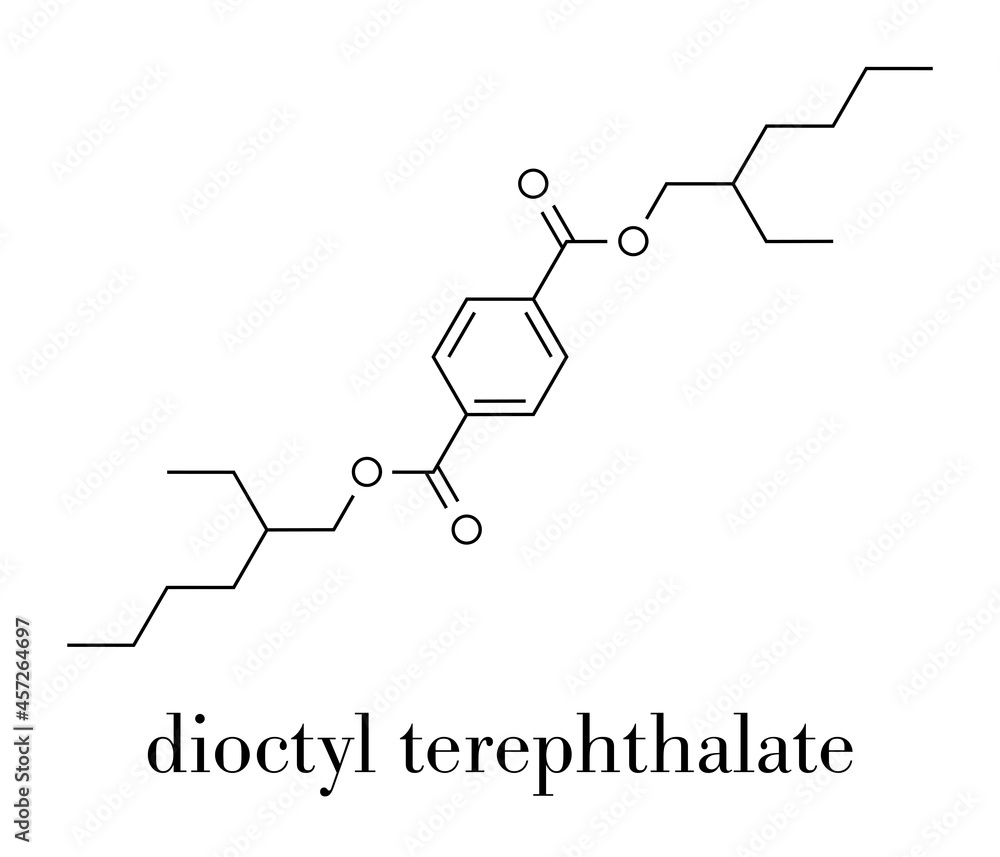 Dioctyl terephthalate (DOTP, DEHT) plasticizer molecule. Phthalate