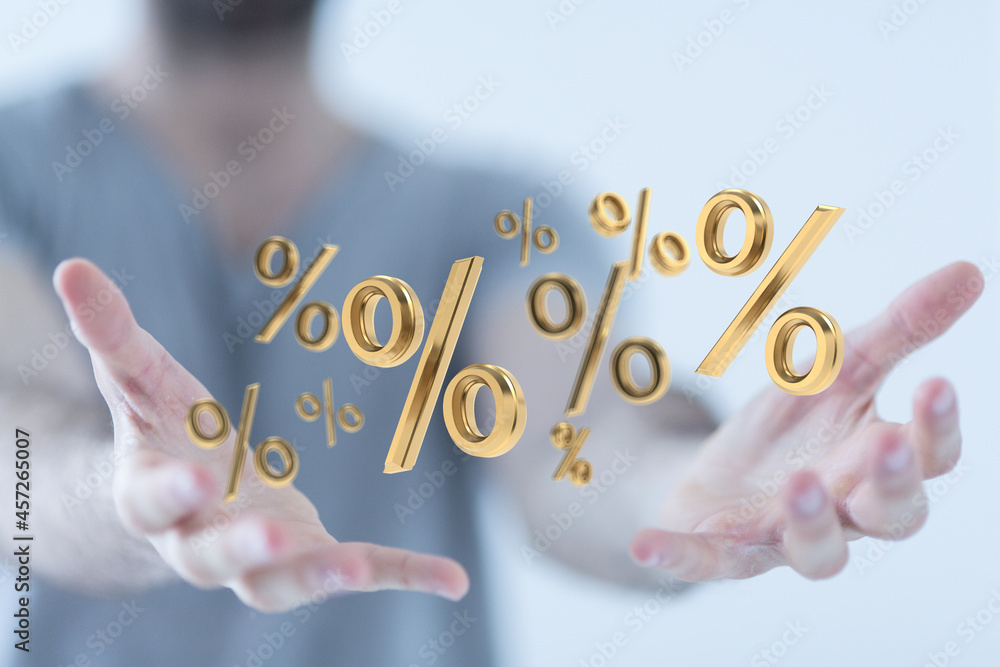 Fototapeta premium Sales icons floating in the air 3D rendering.