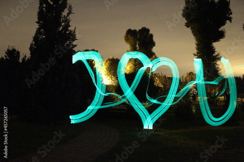 I love you light painting with blue light