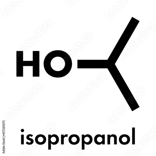Isopropylalcohol (isopropanol, 2-propanol) molecule. Used in disinfectant solutions and as solvent. Skeletal formula.