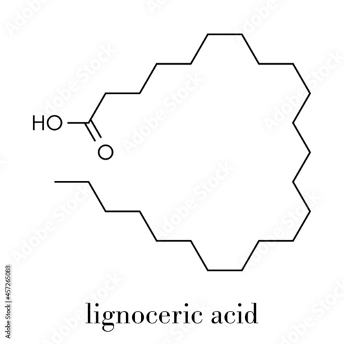 Lignoceric (tetracosanoic) acid molecule. Saturated fatty acid. Skeletal formula.
