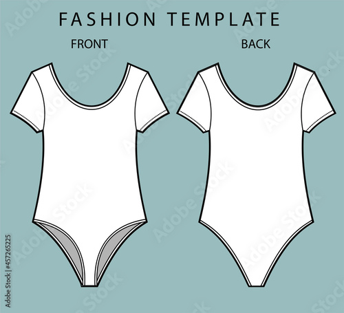 bikini front and back view.  swimsuit fashion flat sketch template.