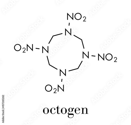 HMX (octogen) explosive molecule. Skeletal formula.