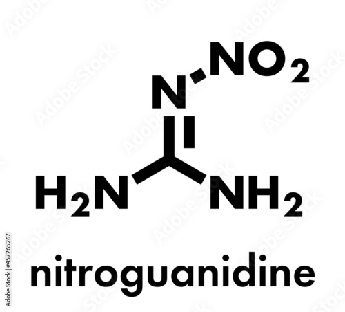 Nitroguanidine explosive molecule. Skeletal formula.