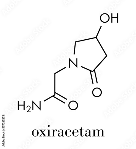 Oxiracetam nootropic drug molecule. Skeletal formula.