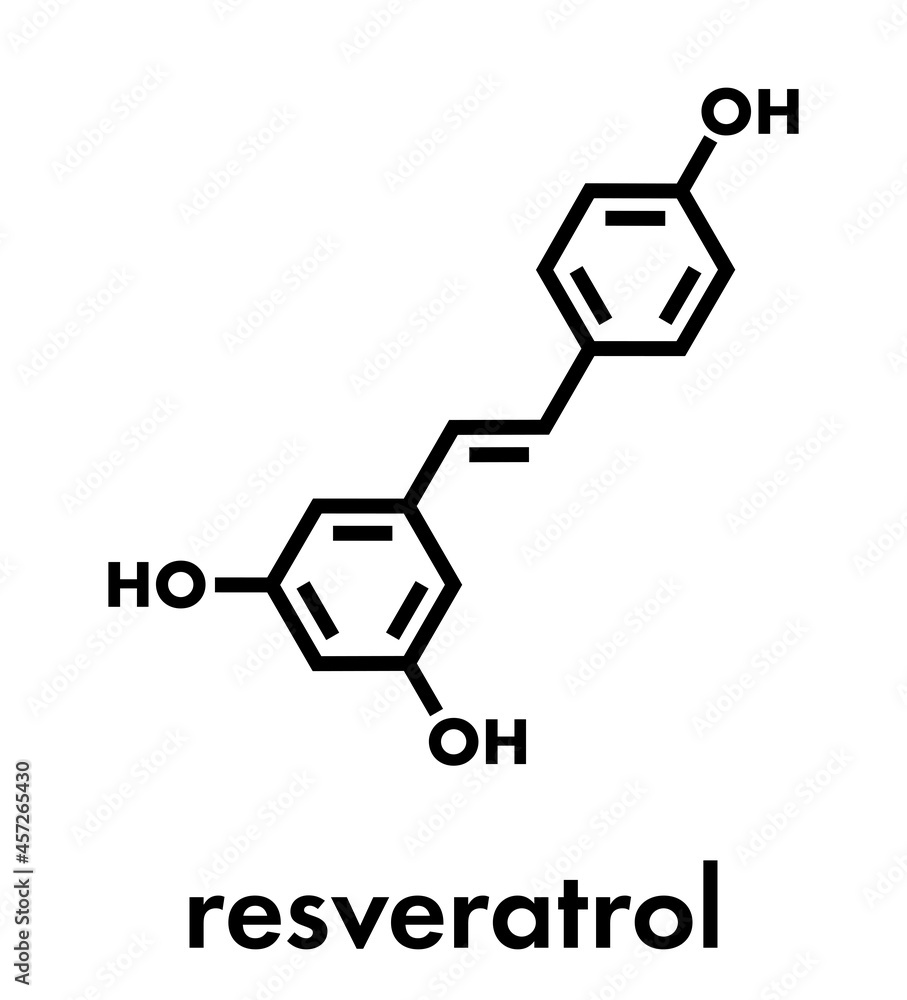 Resveratrol molecule. Present in many plants, including grapes and