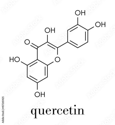 Quercetin plant molecule. Skeletal formula. photo