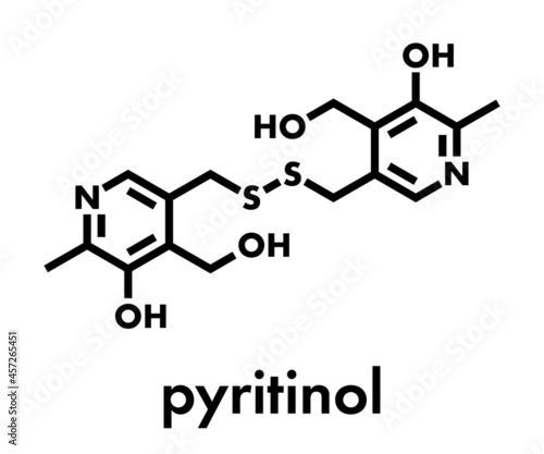 Pyritinol (pyridoxine disulfide) cognitive and learning disorder drug molecule. Also used in nootropic dietary supplements. Skeletal formula.