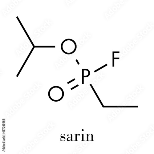 Sarin nerve agent molecule (chemical weapon). Skeletal formula.