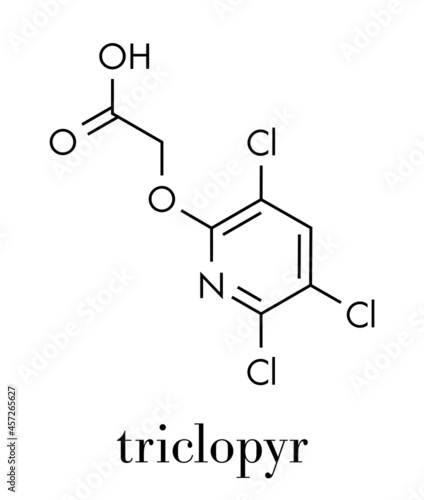 Triclopyr herbicide (broadleaf weed killer) molecule. Skeletal formula.