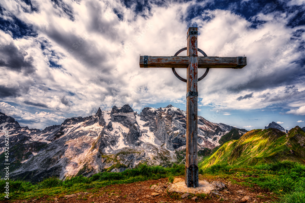 cross in the mountains