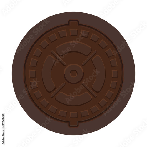 Manhole sewer vector cartoon icon. Vector illustration hatch street on white background. Isolated cartoon illustration icon of manhole sewer .