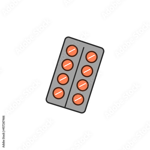 Vector illustration blister of pills isolated on white background. Medical drug.
