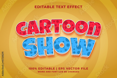 Editable text effect - Cartoon Show template style premium vector
