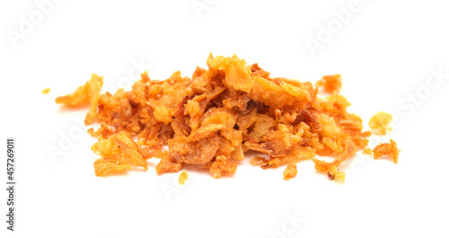 crunchy fried onion topping isolated on white background
