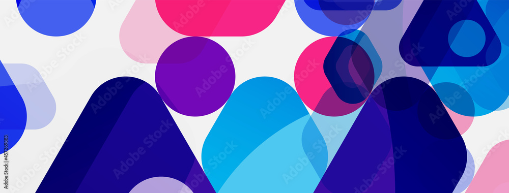 Color bubbles and rounded geometric shapes on white. Vector geometric minimal abstract background for wallpaper, banner, background, landing page Color bubbles and rounded geometric shapes on white. Vector geometric minimal abstract background for wallpaper, banner, background, landing page