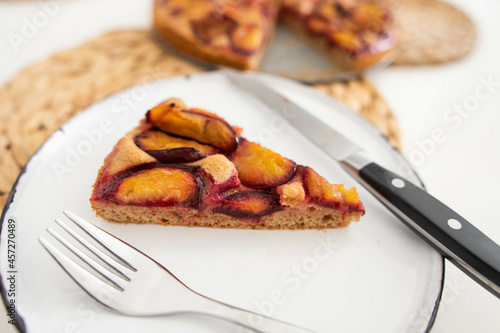 a piece of delicious plum pie