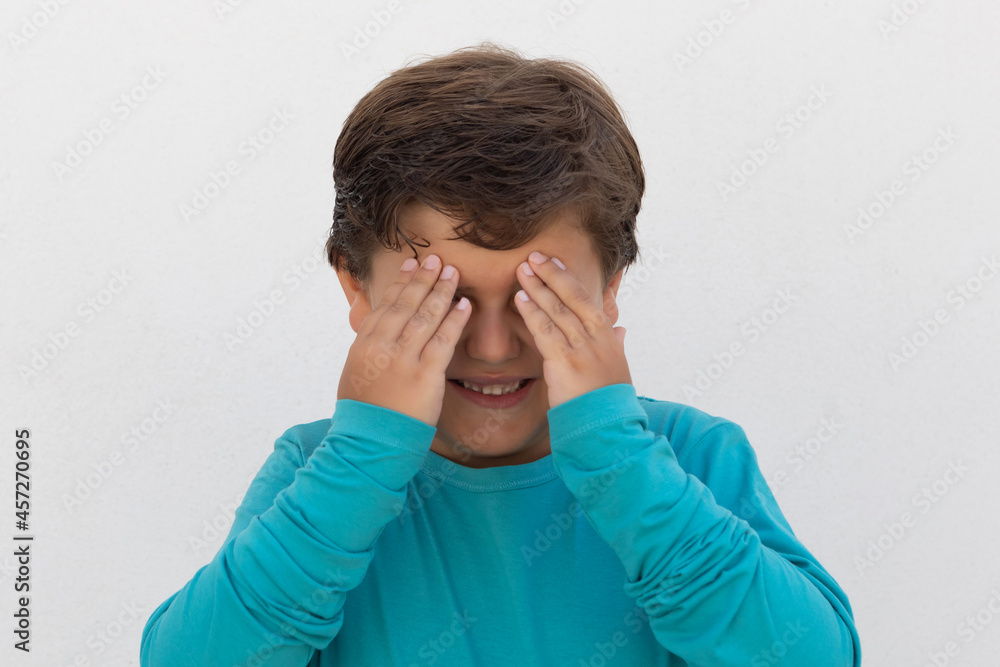 Beautiful child with blue eyes gesticulating Beautiful child with blue eyes gesticulating