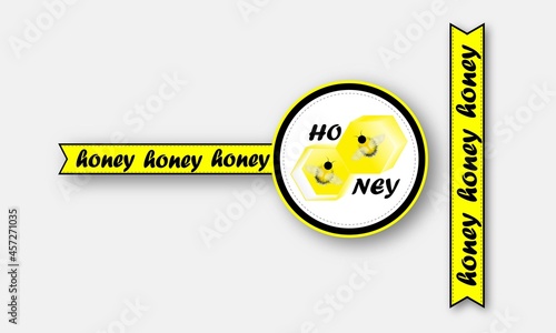 honey, sticker,  label, tag, bee, combo, line