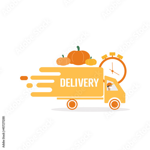 Halloween delivery. Flat vector illustration.	
