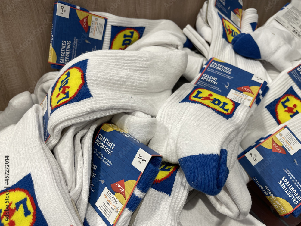 GANDIA, SPAIN - Aug 27, 2021: Closeup shot of many new white Lidl socks  Stock Photo | Adobe Stock