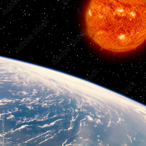 Fototapeta Naklejka Na Ścianę i Meble -  Earth and sun. The elements of this image furnished by NASA.