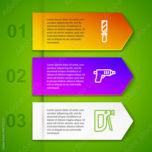 Wallpaper Mural Set line Rasp metal file, Electric cordless screwdriver and Construction stapler. Business infographic template. Vector Torontodigital.ca