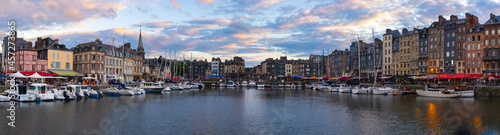 Honfleur  France - July 28  2021  Honfleur is a french commune in the Calvados department and famous tourist resort in Normandy. Especially known for its old port.