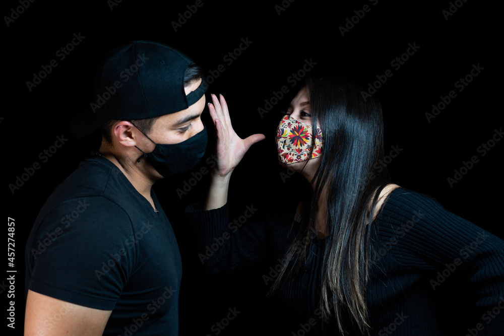 young couple arguing in pandemic