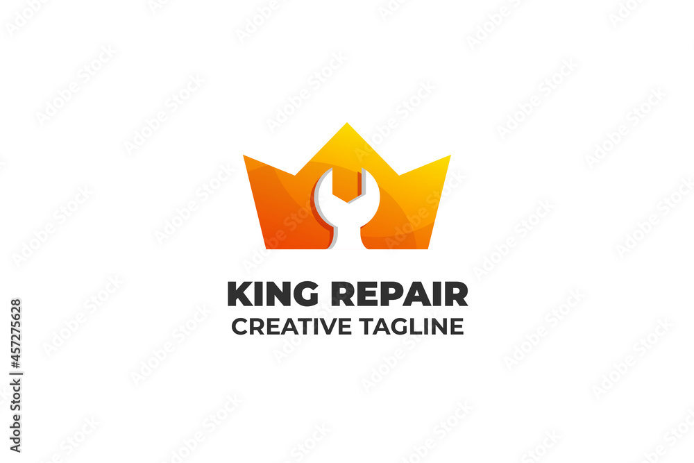 King Repairman Wrench Automotive Business Logo King Repairman Wrench Automotive Business Logo