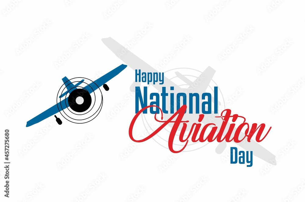 National Aviation Day. Holiday concept. Template for background, banner, card, poster with text inscription. Vector EPS10 illustration