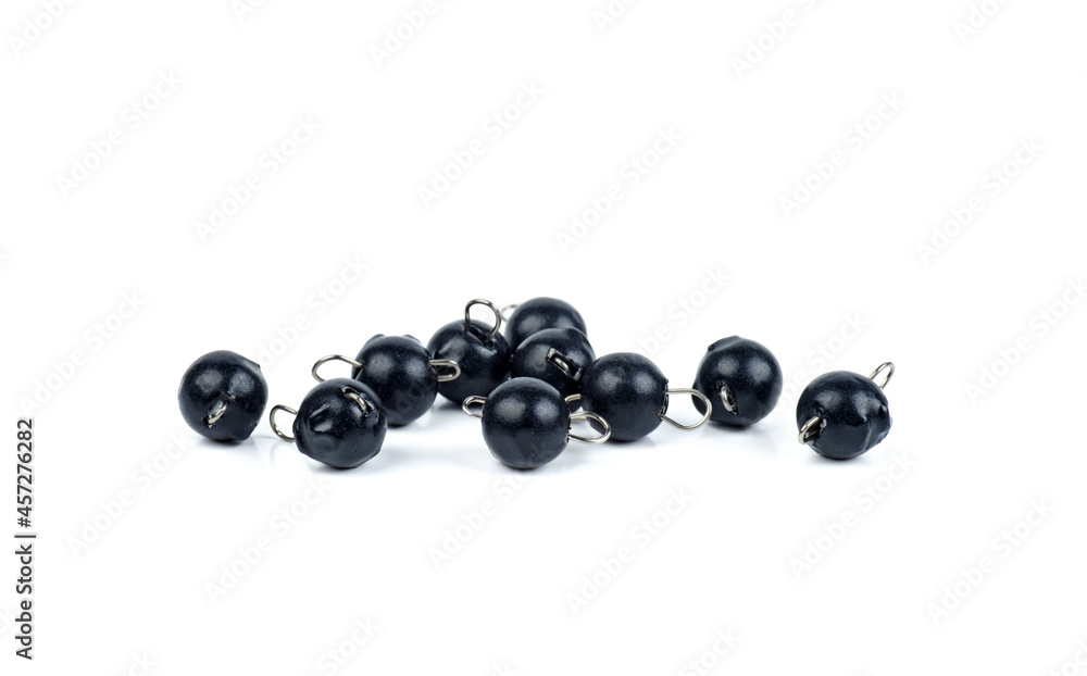 Metal fishing weights isolated on a white background. Metal fishing weights isolated on a white background.